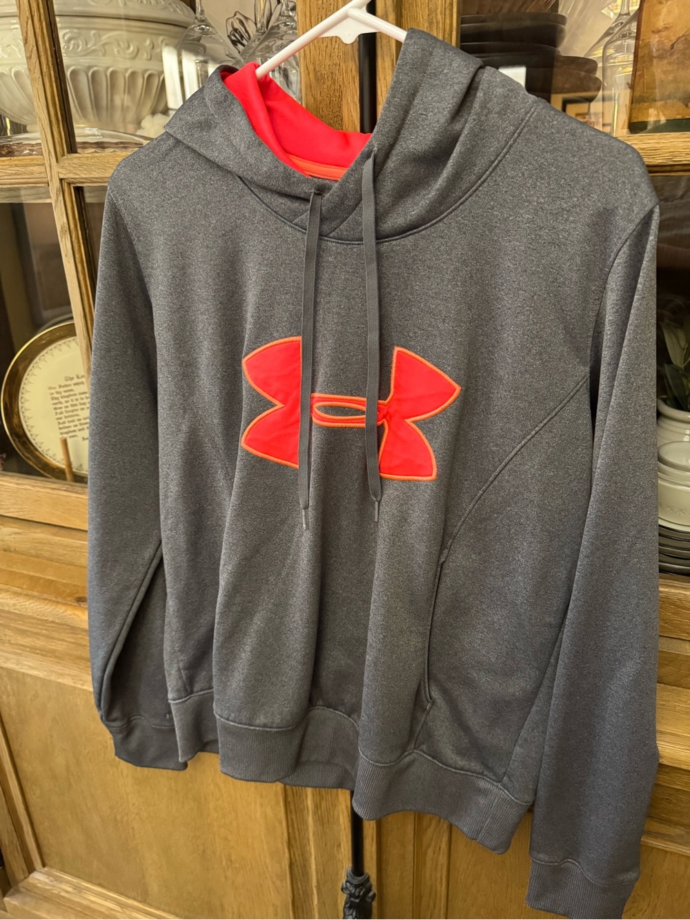 Under Armour Gray Hoodie with orange Logo and Liner